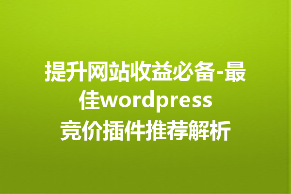 提升网站收益必备-最佳wordpress竞价插件推荐解析