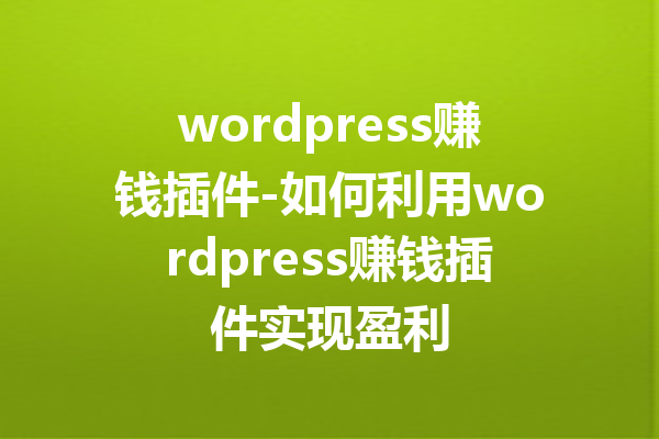 wordpress赚钱插件-如何利用wordpress赚钱插件实现盈利