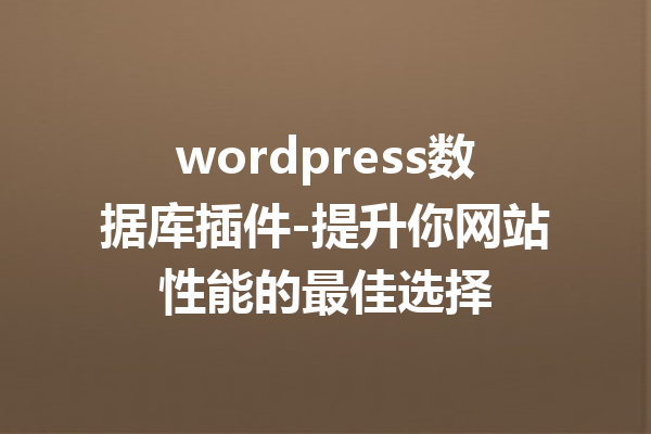 wordpress数据库插件-提升你网站性能的最佳选择