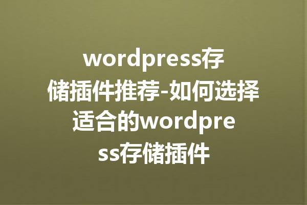 wordpress存储插件推荐-如何选择适合的wordpress存储插件