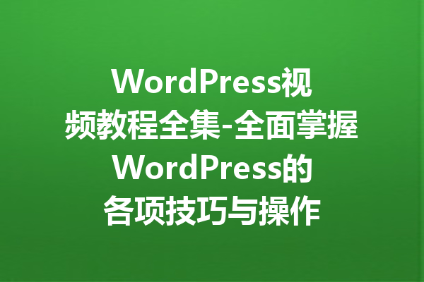 WordPress视频教程全集-全面掌握WordPress的各项技巧与操作