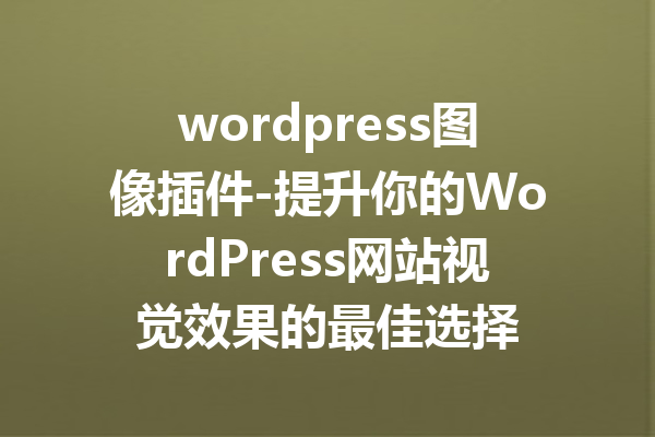 wordpress图像插件-提升你的WordPress网站视觉效果的最佳选择