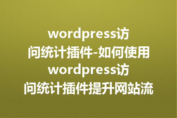 wordpress访问统计插件-如何使用wordpress访问统计插件提升网站流量分析