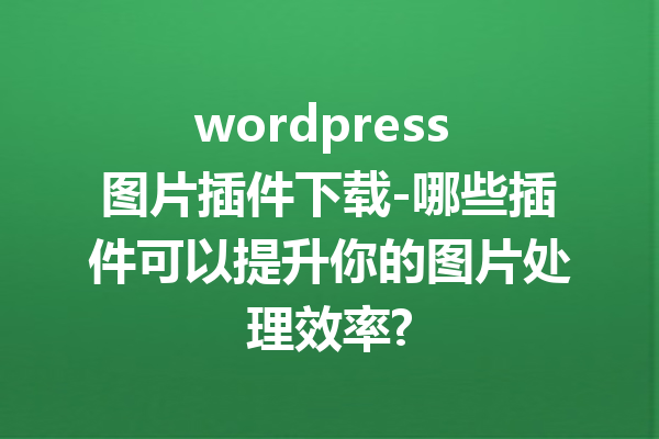 wordpress 图片插件下载-哪些插件可以提升你的图片处理效率?