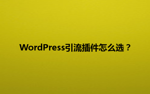 WordPress引流插件怎么选？3款必备神器助你流量翻倍！1