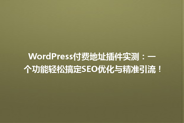 WordPress付费地址插件实测：一个功能轻松搞定SEO优化与精准引流！ 一