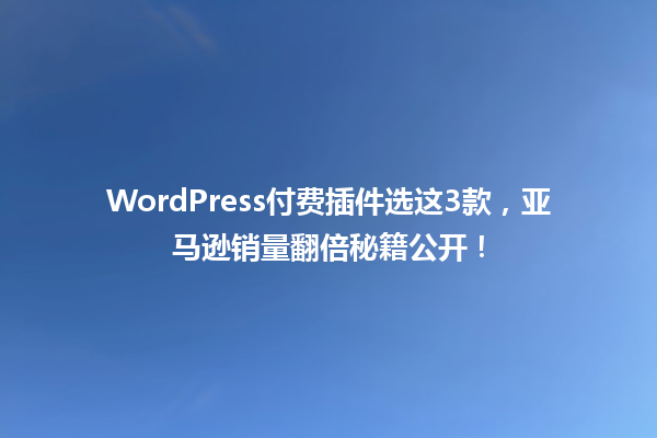 WordPress付费插件选这3款,亚马逊销量翻倍秘籍公开! 一