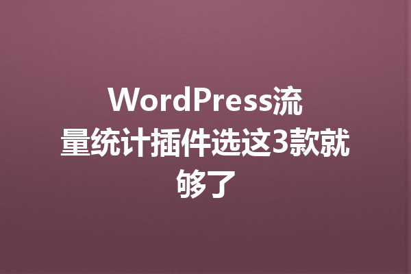 WordPress流量统计插件选这3款就够了
