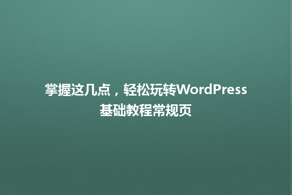 掌握这几点，轻松玩转WordPress基础教程常规页 一