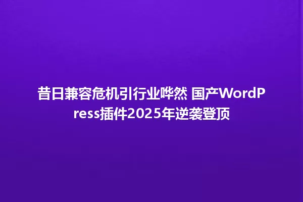 昔日兼容危机引行业哗然 国产WordPress插件2025年逆袭登顶 一