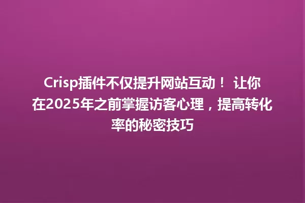 Crisp插件不仅提升网站互动！ 让你在2025年之前掌握访客心理，提高转化率的秘密技巧 一