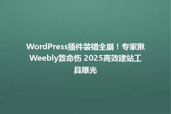 WordPress插件装错全崩!专家揪Weebly致命伤 2025高效建站工具曝光 一
