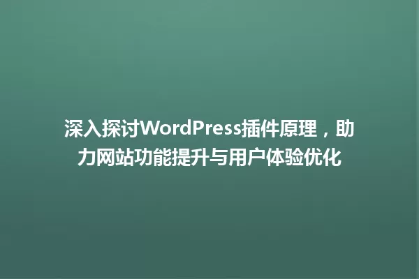深入探讨WordPress插件原理,助力网站功能提升与用户体验优化 一