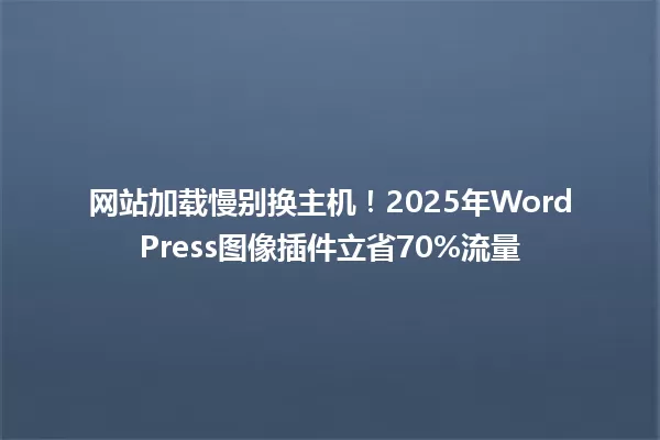 网站加载慢别换主机!2025年WordPress图像插件立省70%流量 一