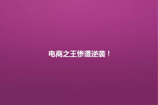 电商之王惨遭逆袭! 一