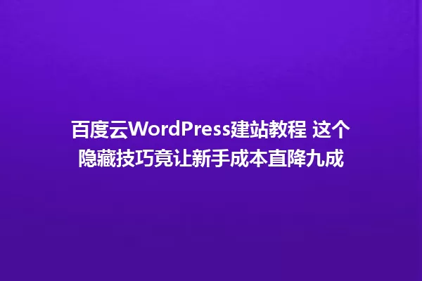 百度云WordPress建站教程 这个隐藏技巧竟让新手成本直降九成 一