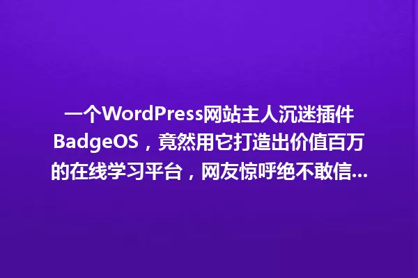 一个WordPress网站主人沉迷插件BadgeOS,竟然用它打造出价值百万的在线学习平台,网友惊呼绝不敢信... 一