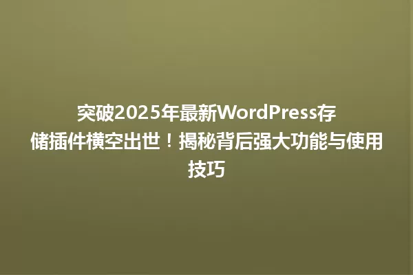 突破2025年最新WordPress存储插件横空出世!揭秘背后强大功能与使用技巧 一