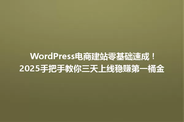 WordPress电商建站零基础速成!2025手把手教你三天上线稳赚第一桶金 一