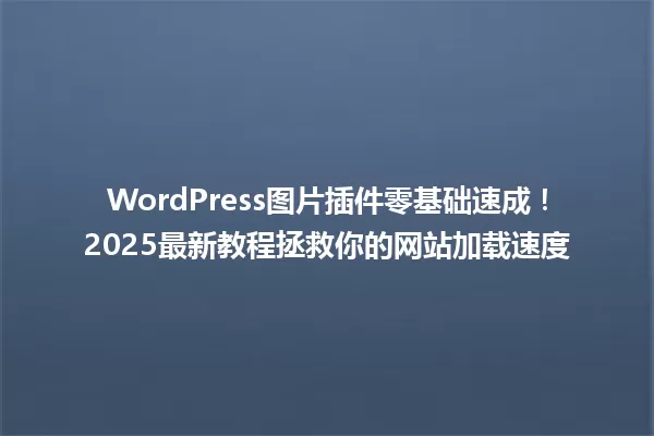 WordPress图片插件零基础速成!2025最新教程拯救你的网站加载速度 一