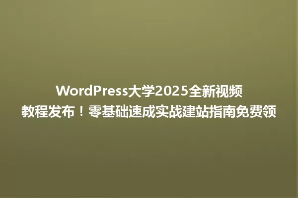 WordPress大学2025全新视频教程发布!零基础速成实战建站指南免费领 一