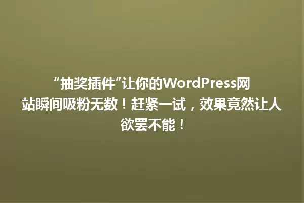 “抽奖插件”让你的WordPress网站瞬间吸粉无数!赶紧一试,效果竟然让人欲罢不能! 一