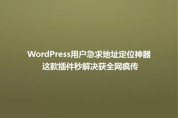 WordPress用户急求地址定位神器 这款插件秒解决获全网疯传 一