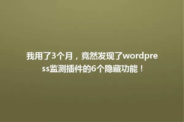 我用了3个月，竟然发现了wordpress监测插件的6个隐藏功能！ 一