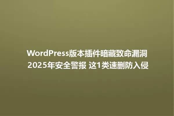 WordPress版本插件暗藏致命漏洞 2025年安全警报 这1类速删防入侵 一