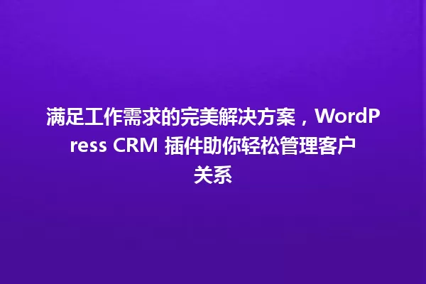 满足工作需求的完美解决方案,WordPress CRM 插件助你轻松管理客户关系 一