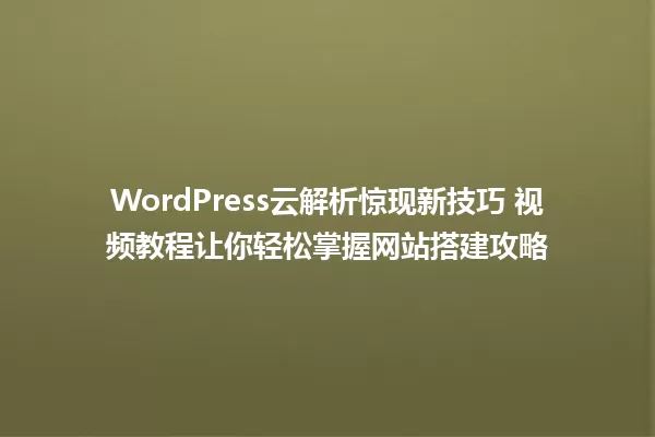 WordPress云解析惊现新技巧 视频教程让你轻松掌握网站搭建攻略 一