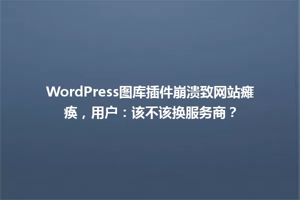 WordPress图库插件崩溃致网站瘫痪,用户:该不该换服务商? 一