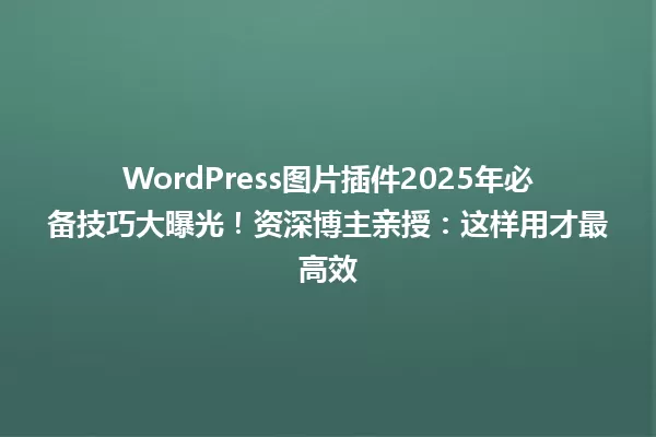 WordPress图片插件2025年必备技巧大曝光!资深博主亲授:这样用才最高效 一