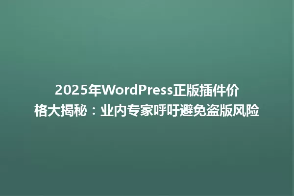 2025年WordPress正版插件价格大揭秘:业内专家呼吁避免盗版风险 一