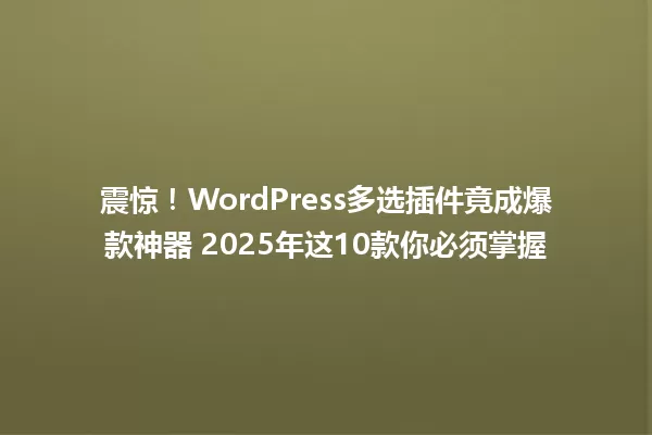 震惊!WordPress多选插件竟成爆款神器 2025年这10款你必须掌握 一
