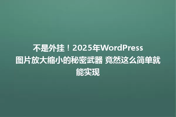 不是外挂!2025年WordPress图片放大缩小的秘密武器 竟然这么简单就能实现 一
