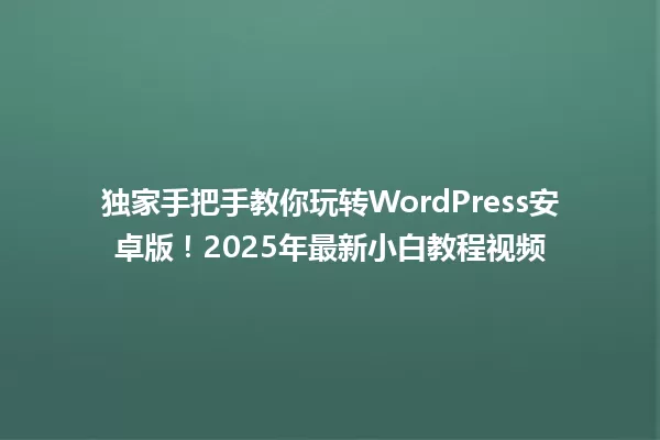 独家手把手教你玩转WordPress安卓版!2025年最新小白教程视频 一