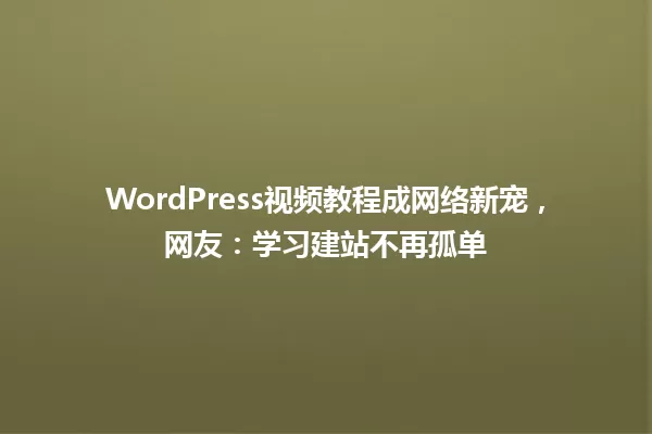 WordPress视频教程成网络新宠，网友：学习建站不再孤单 一