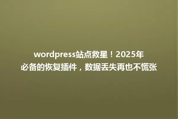 wordpress站点救星!2025年必备的恢复插件,数据丢失再也不慌张 一