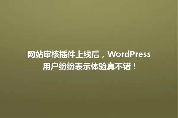网站审核插件上线后,WordPress用户纷纷表示体验真不错! 一