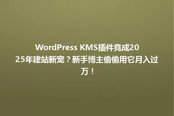 WordPress KMS插件竟成2025年建站新宠？新手博主偷偷用它月入过万！ 一