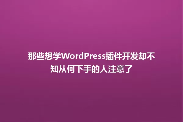 那些想学WordPress插件开发却不知从何下手的人注意了 一