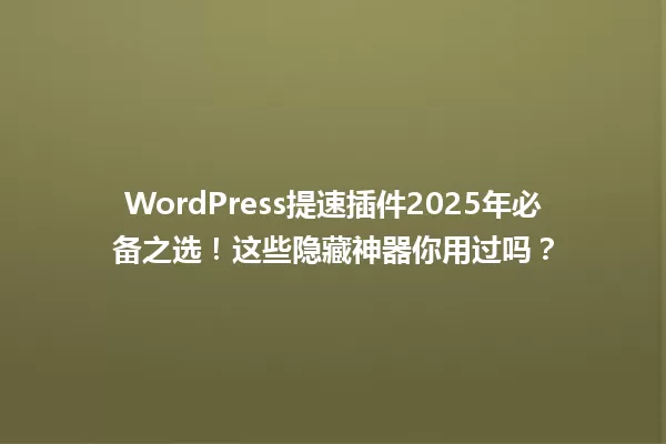 WordPress提速插件2025年必备之选!这些隐藏神器你用过吗? 一