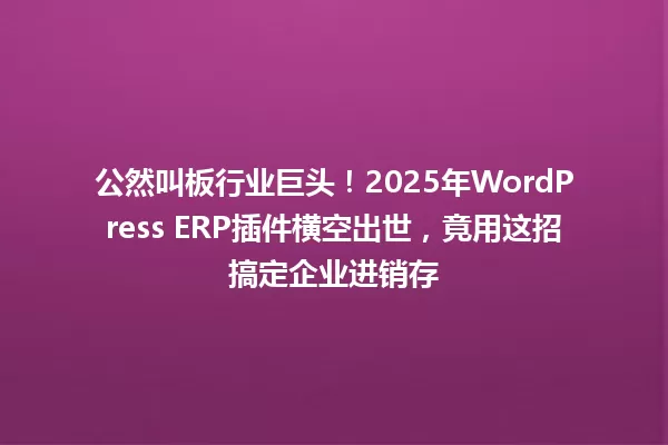 公然叫板行业巨头!2025年WordPress ERP插件横空出世,竟用这招搞定企业进销存 一