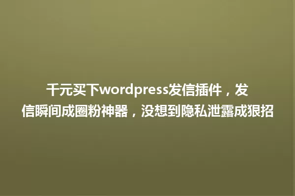 千元买下wordpress发信插件，发信瞬间成圈粉神器，没想到隐私泄露成狠招 一