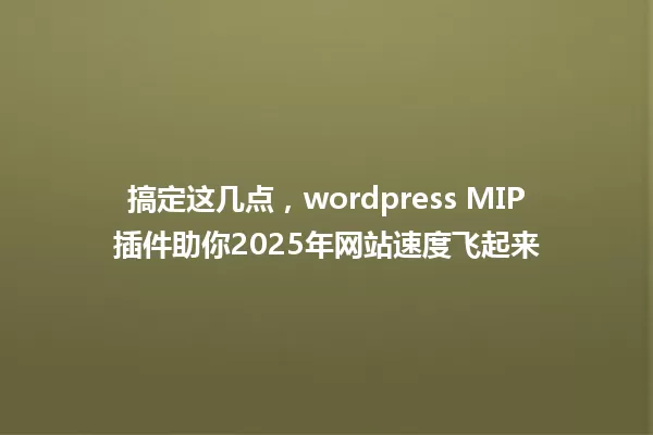 搞定这几点,wordpress MIP插件助你2025年网站速度飞起来 一
