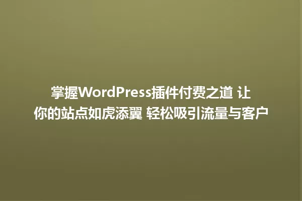 掌握WordPress插件付费之道 让你的站点如虎添翼 轻松吸引流量与客户 一