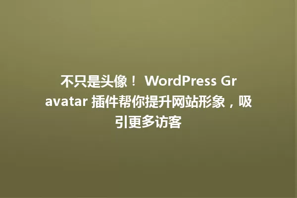 不只是头像! WordPress Gravatar 插件帮你提升网站形象,吸引更多访客 一