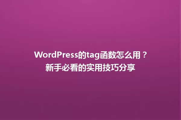 WordPress的tag函数怎么用?新手必看的实用技巧分享 一