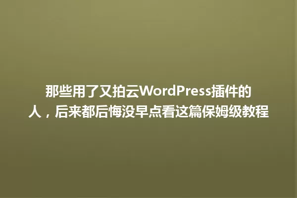 那些用了又拍云WordPress插件的人，后来都后悔没早点看这篇保姆级教程 一